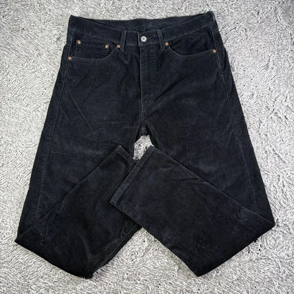 Levis 505 Corduroy Pants Mens 34x32 Black Preppy Chino Business Casual Textured